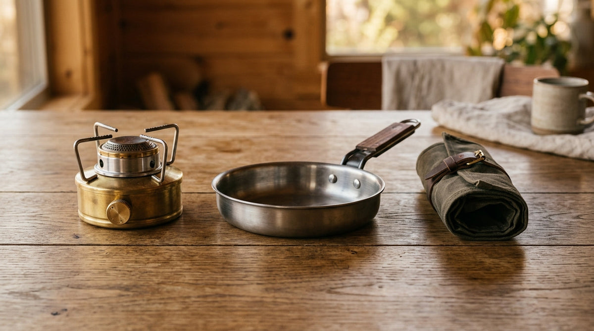 Karu Cookware - Portable Outdoor Camp Stove and Stainless Steel Folding Skillet
