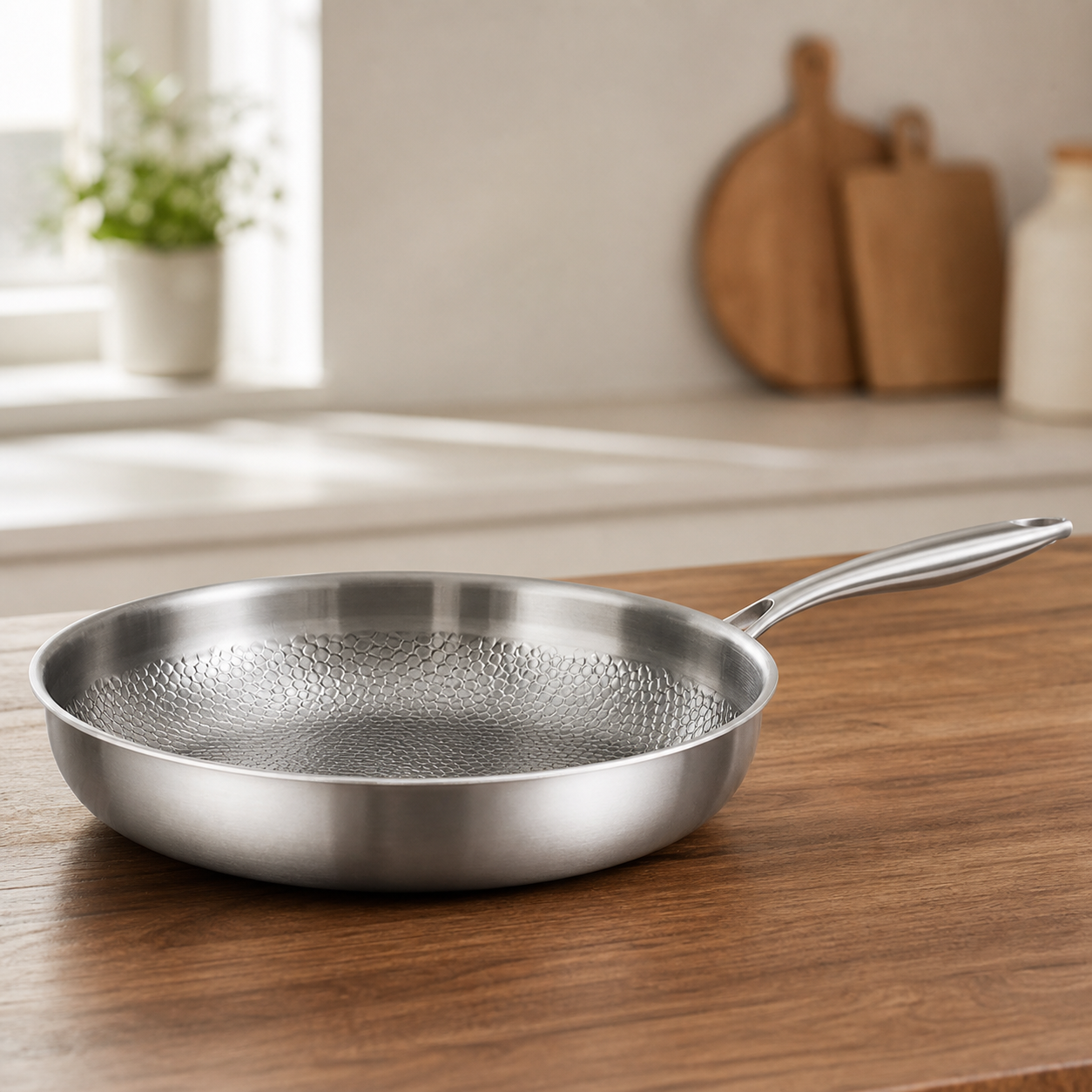 Pure Titanium Patterned Frying Pan lidless product view