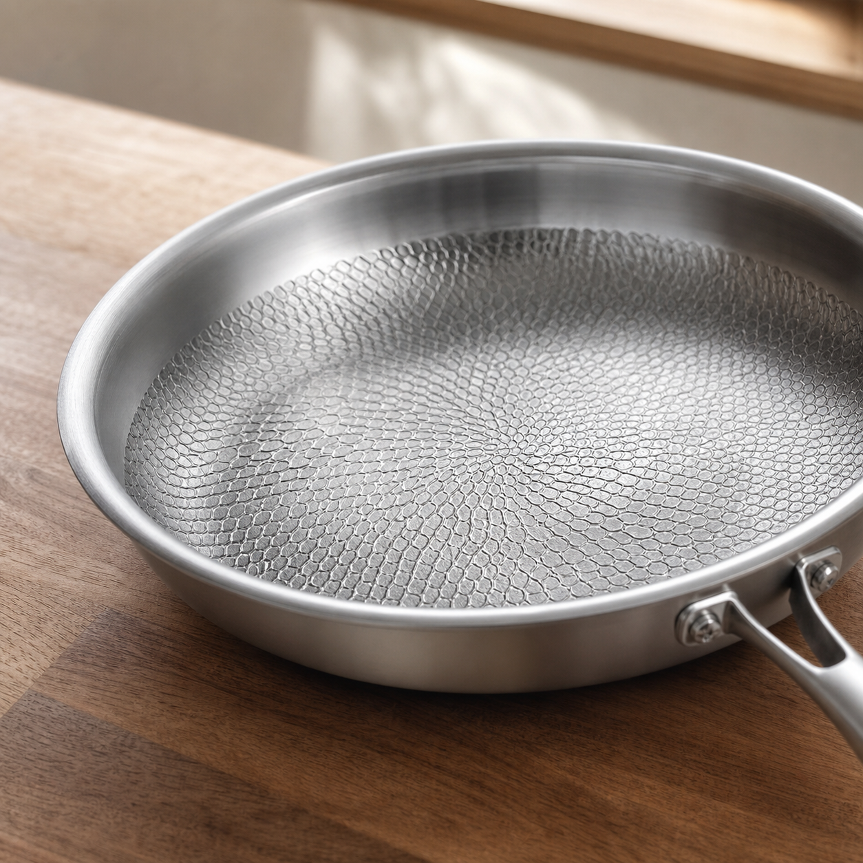 Pure Titanium Patterned Frying Pan patterned titanium detail