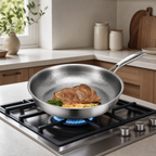 Pure Titanium Patterned Frying Pan in use