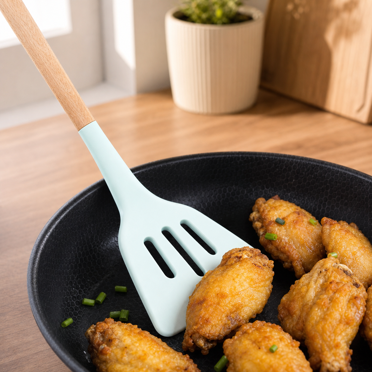 Slotted spatula in use