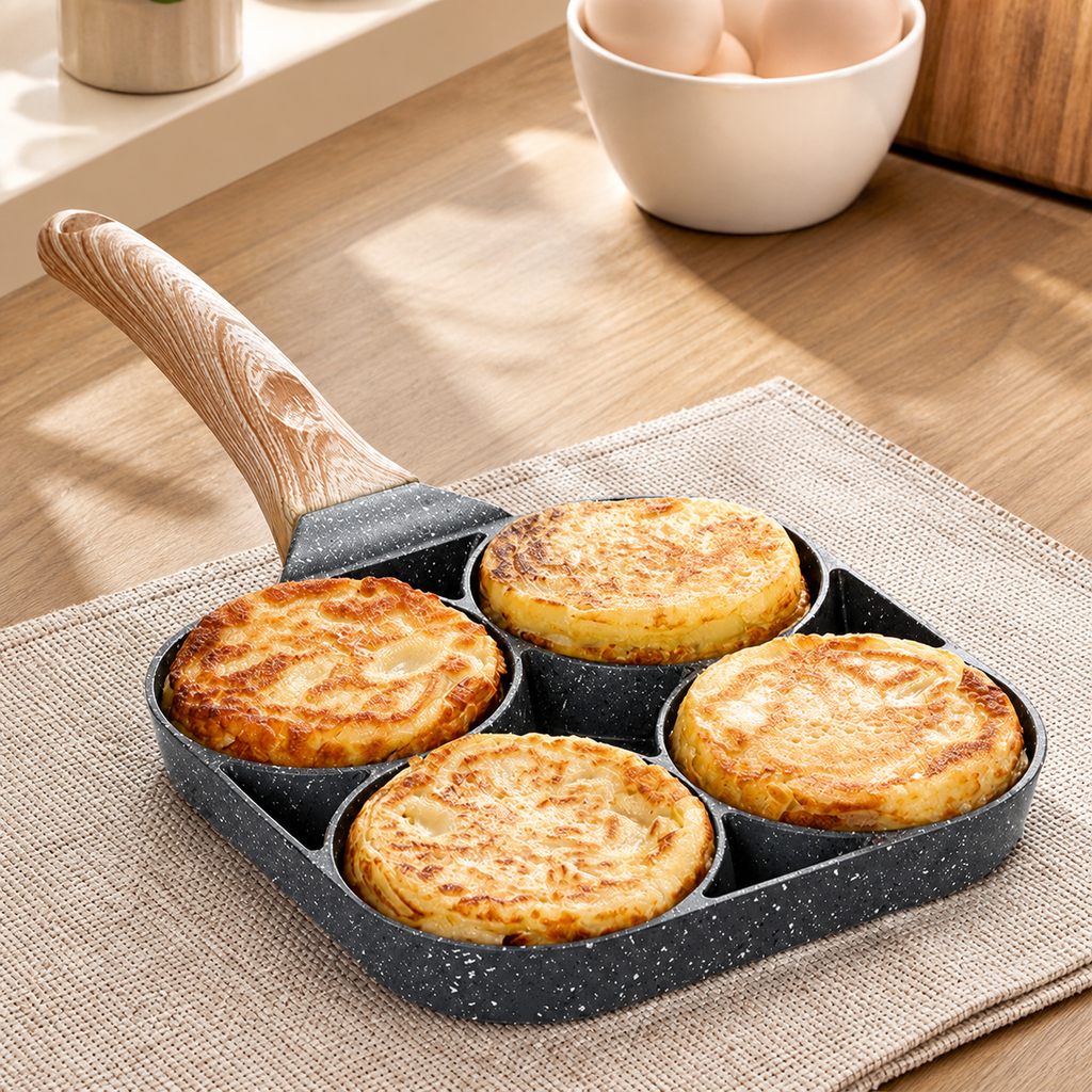 Maifan Stone Egg Frying Pan cooking four pancakes