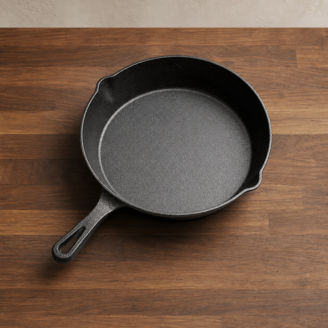 Three-Piece Flat-Bottom Frying Pan Set skillet overhead view