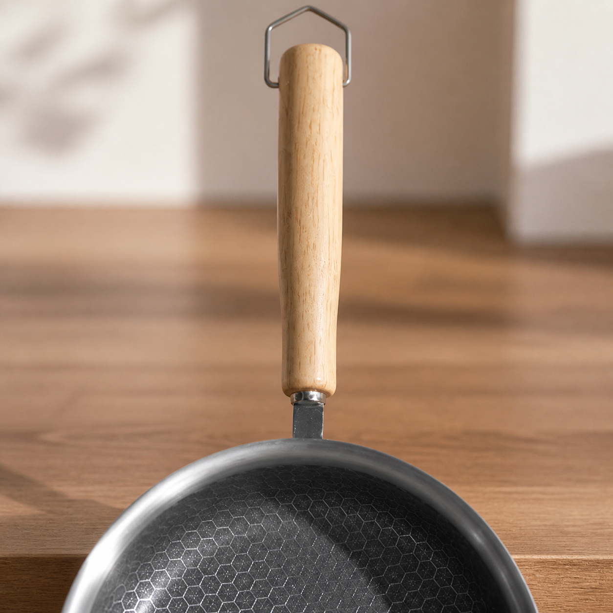 Deep Stainless Steel Mini Frying Pan handle detail