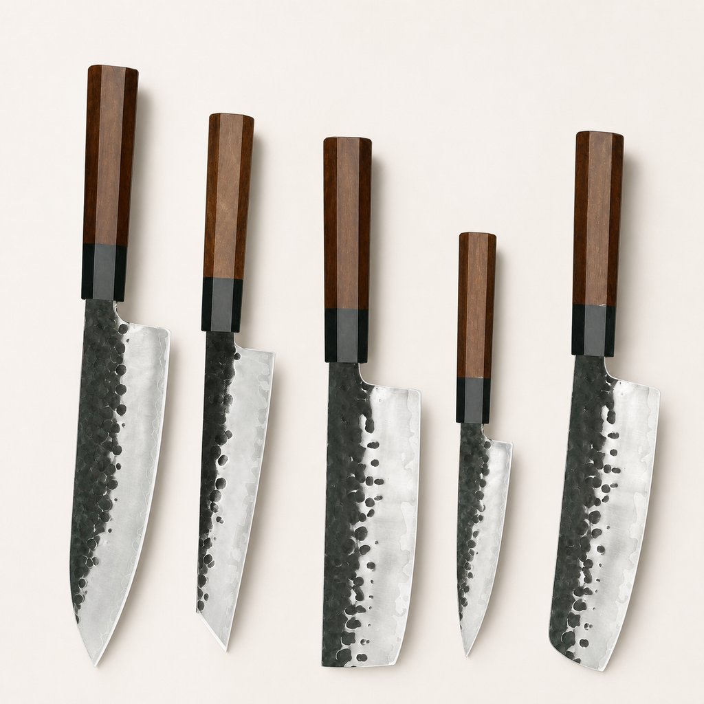 Forged Kitchen Knife Set five-piece overview