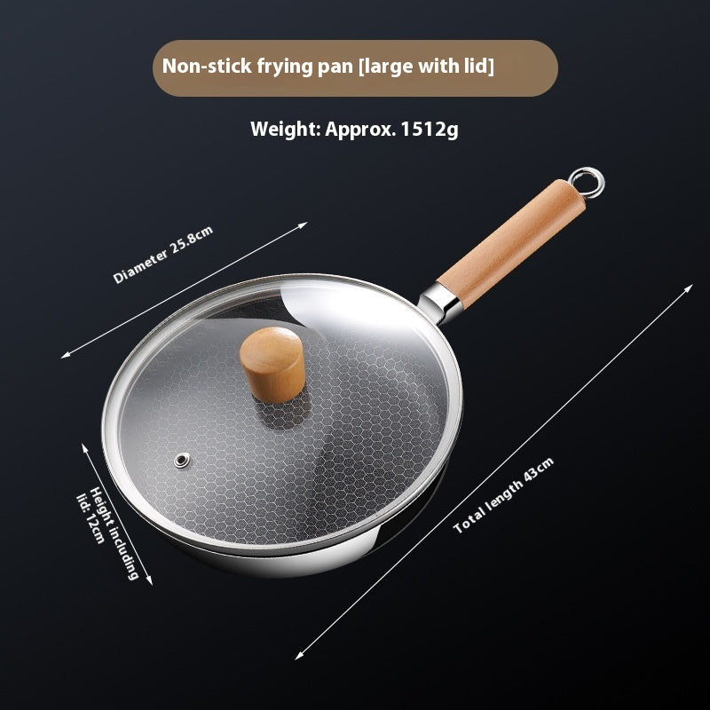 316 Stainless Steel Honeycomb Frying Pan 24cm with glass lid