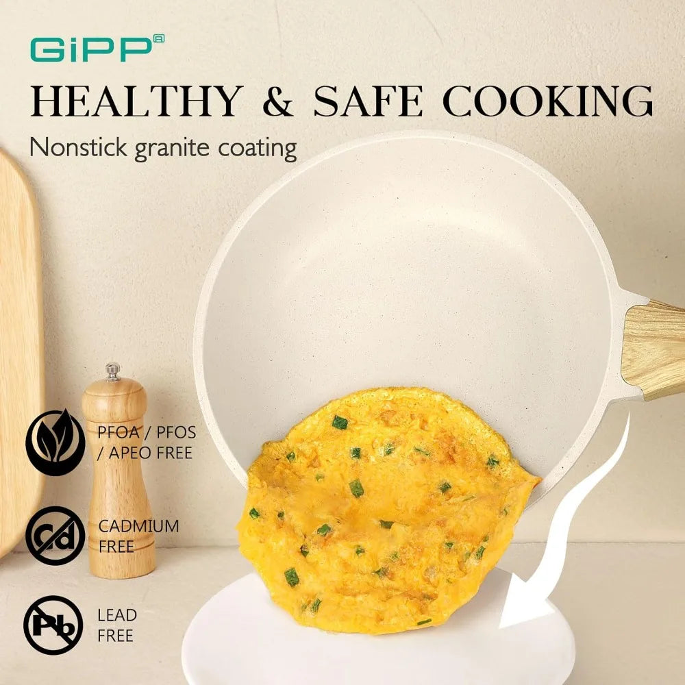 USA Stock 14 Pcs White Granite Non Stick Pots and Pans Set Induction Cookware Kitchen Cooking Set with Frying Pans Saucepans