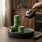 Bamboo Ceramic Teacup In Use Pouring
