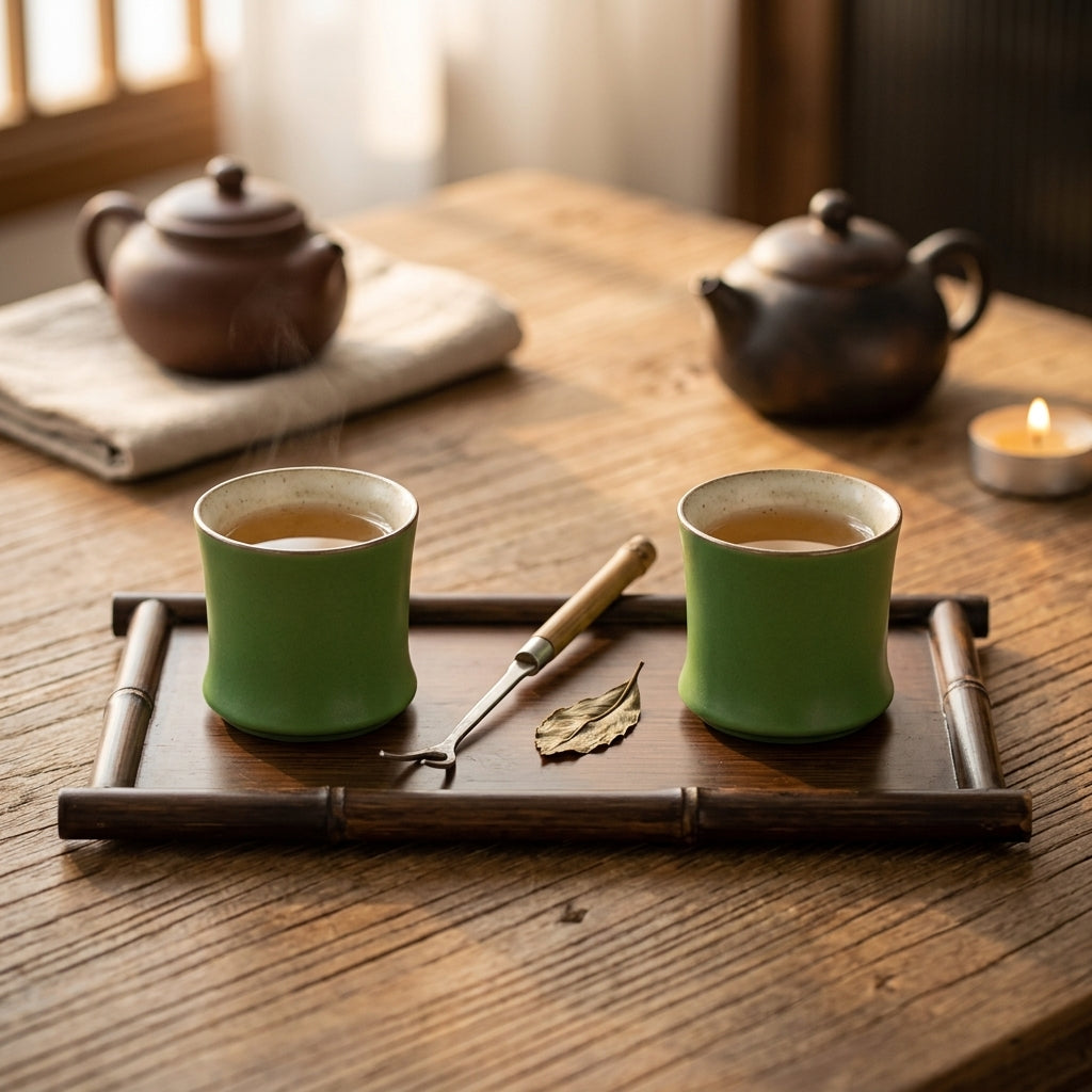 Bamboo Ceramic Teacup Lifestyle Setup