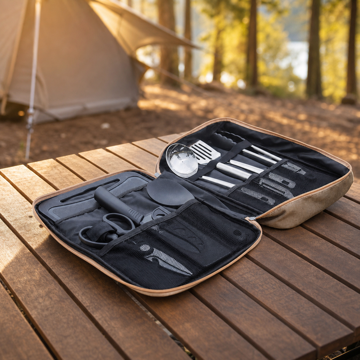 8-Piece Camping Kitchen Cookware Set editorial image