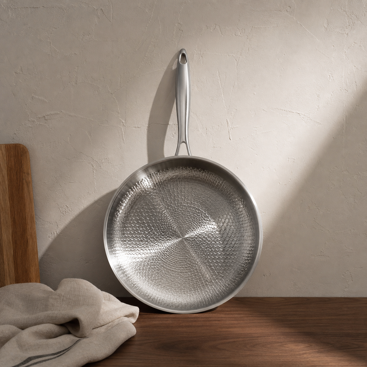 Pure Titanium Patterned Frying Pan editorial image