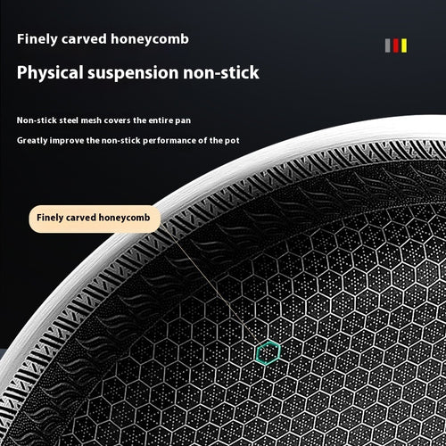 316 Stainless Steel Honeycomb Frying Pan material-detail etched laser matrix
