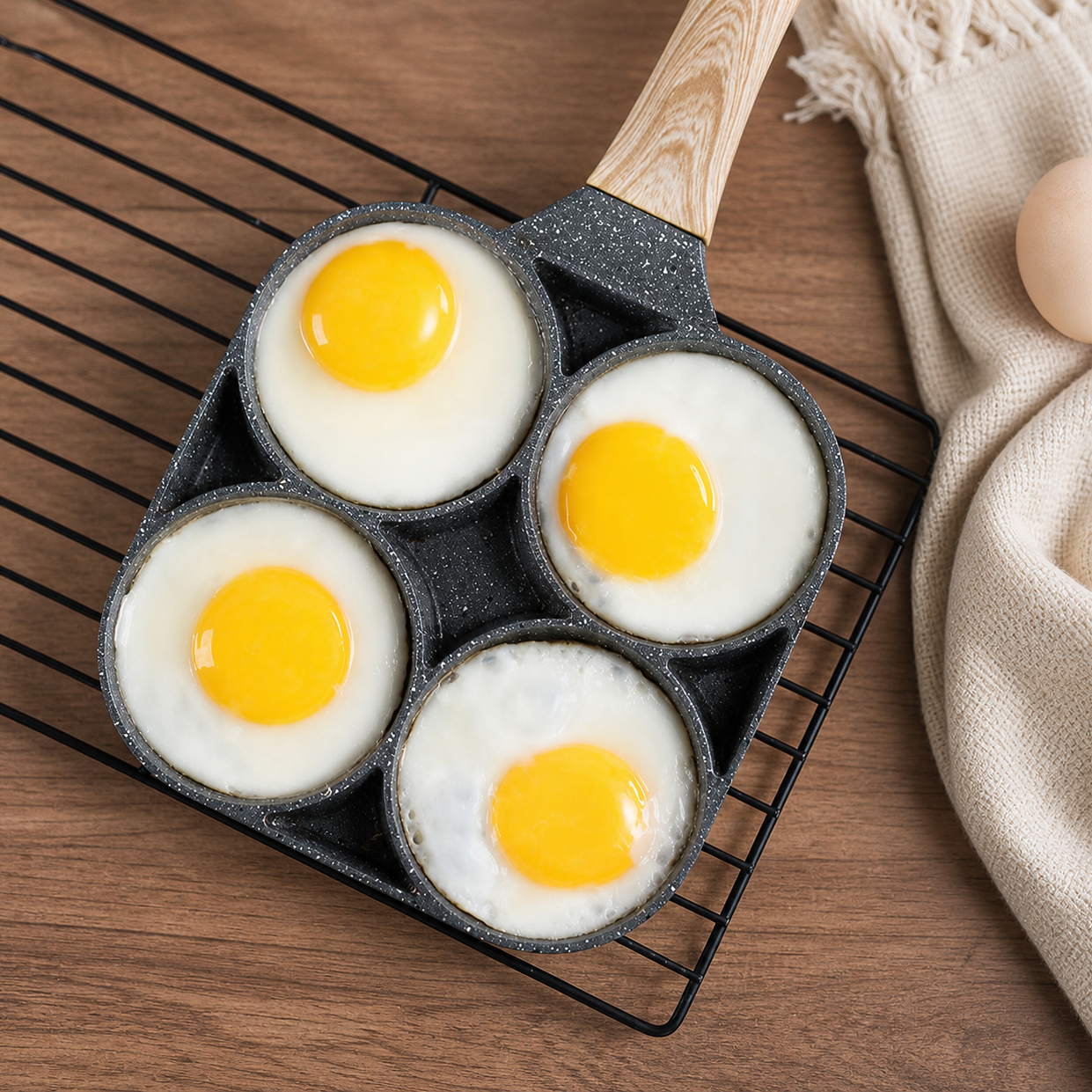 Maifan Stone Egg Frying Pan cooking four eggs