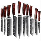 High-carbon knife set detail