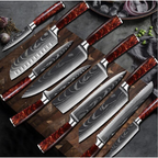 High-carbon knife set detail