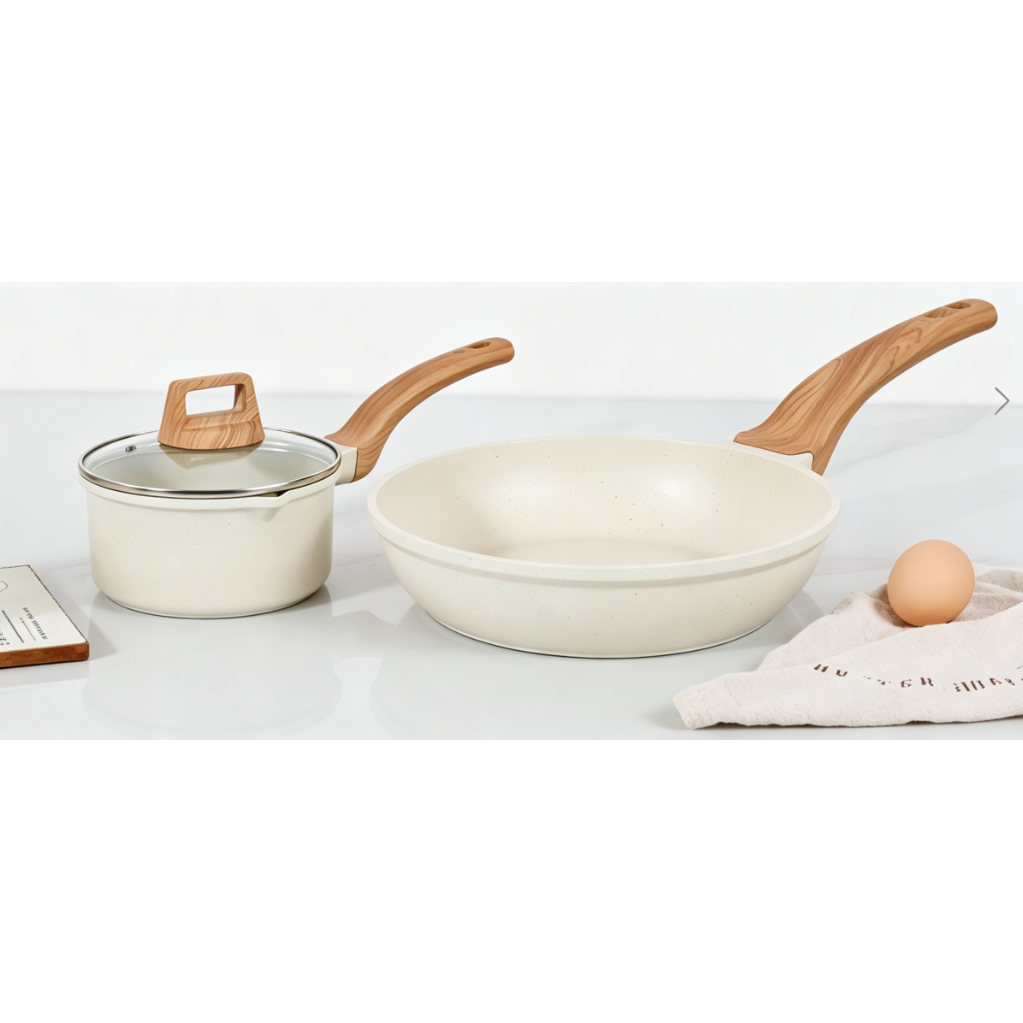 Stone cookware set with pan and pot