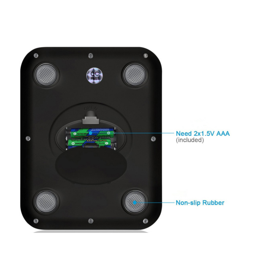 Electric kitchen scale battery and non-slip base